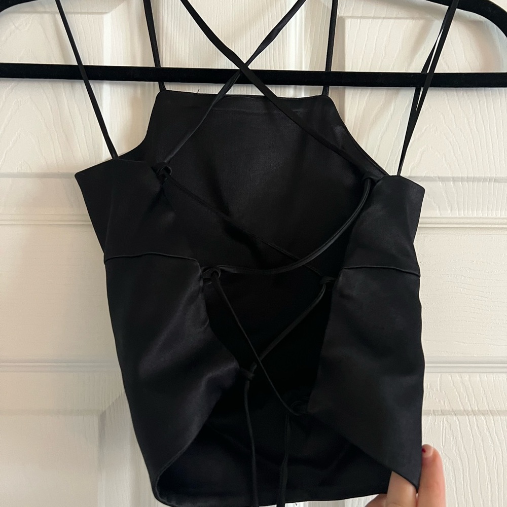 Zara black open back crop top- size small - worn once!